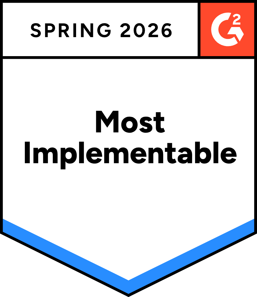 G2 Award Badge for HubSpot CRM: Most Implementable, Spring 2025