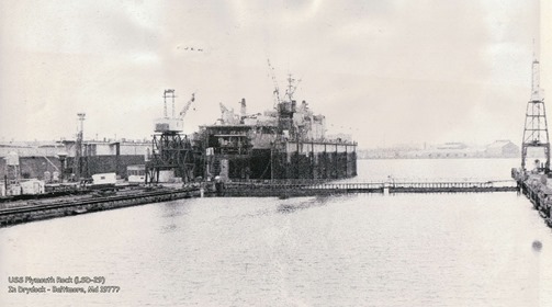 USS Plymouth Rock (LSD-29) In Drydock In Baltimore 1977